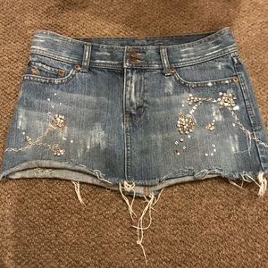Abercrombie distressed beaded Jean skirt